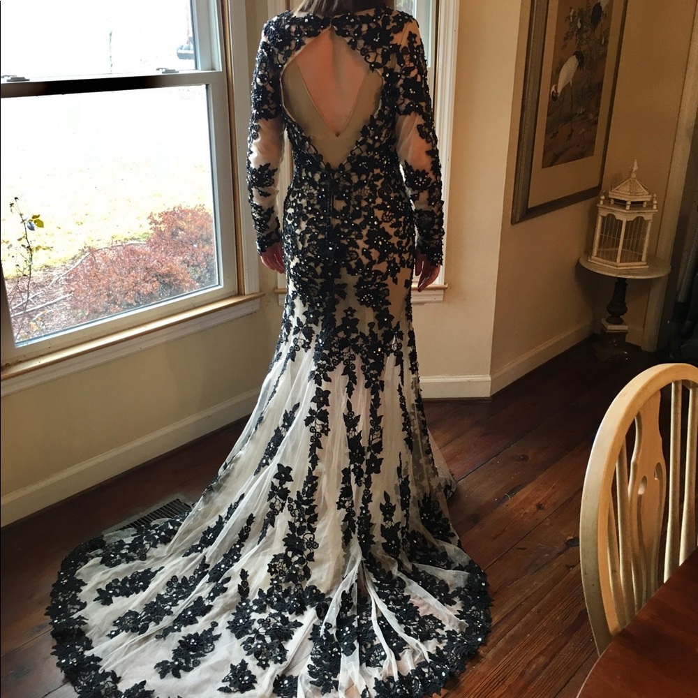 Claudine for Alyce long sleeve, lace prom dress